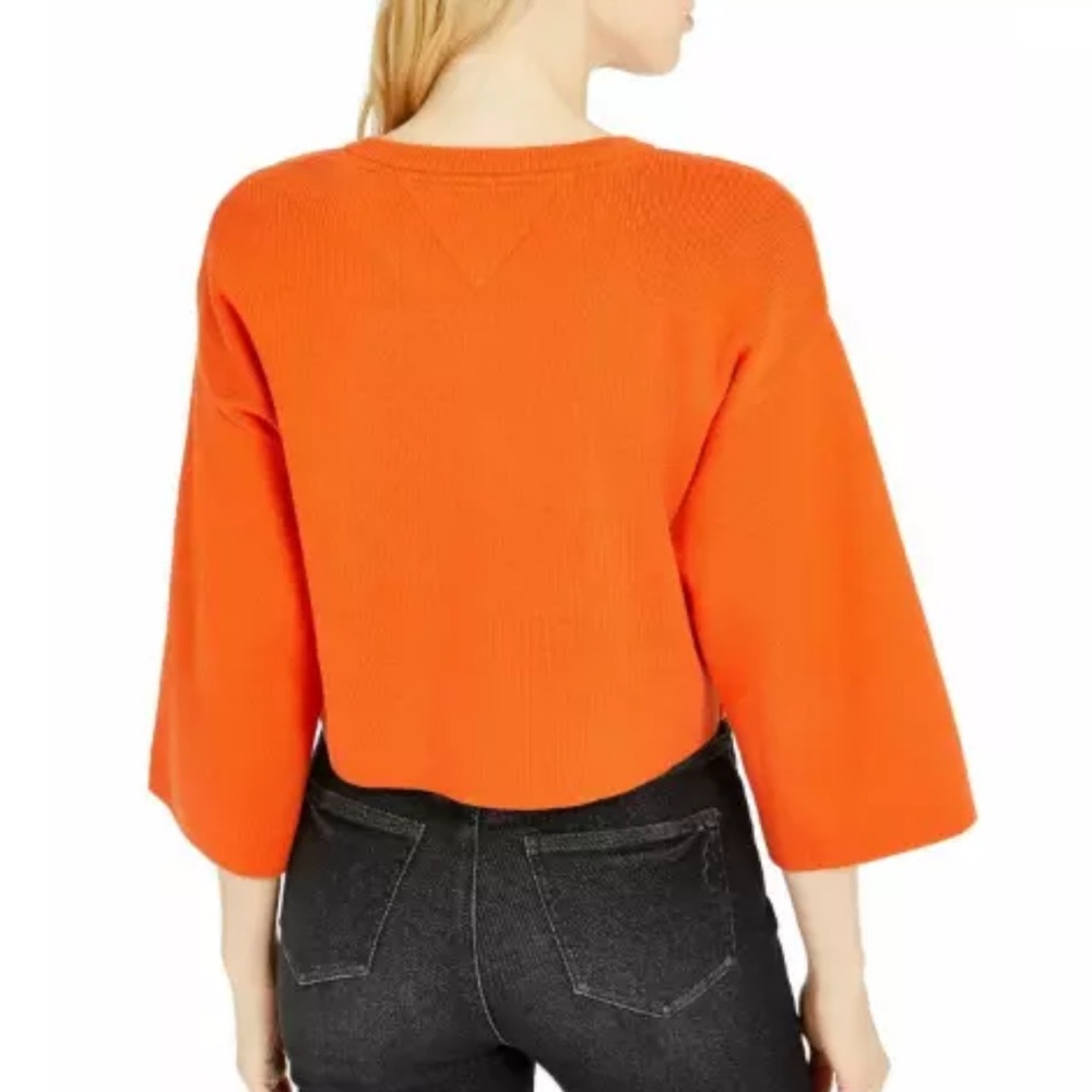 Tommy Hilfiger Jeans Orange Cropped Logo Sweater - Picture 10 of 10